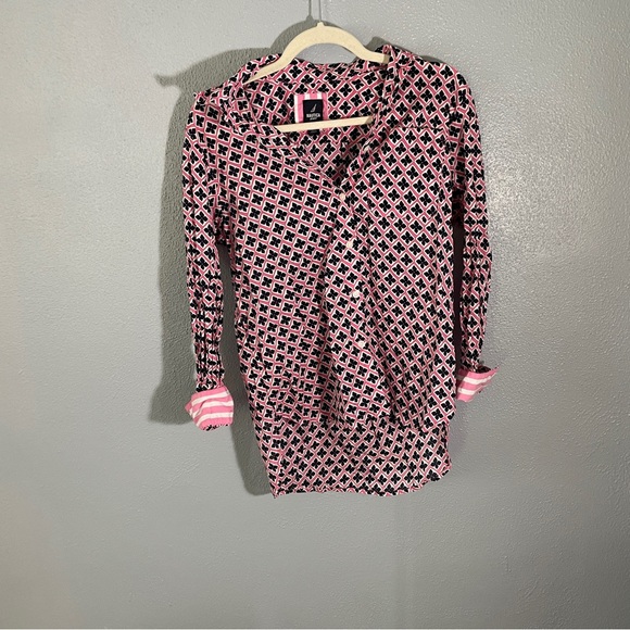 Nautica Jeans Pink and Black Patterned Button Up Women’s Size XS - Picture 1 of 9